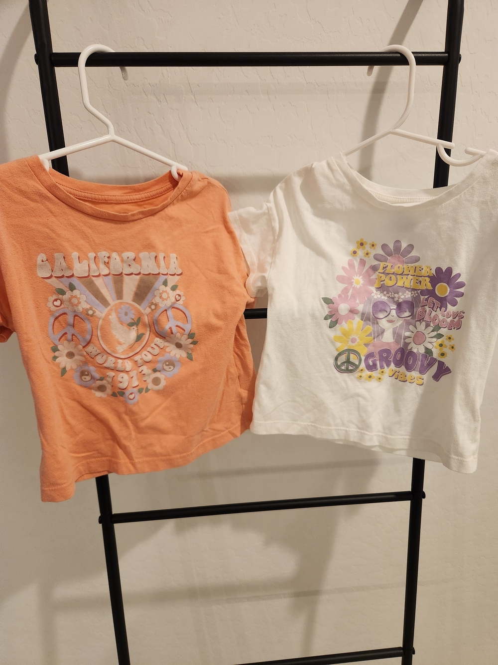 Orange and White Flower Power Graphic Tees